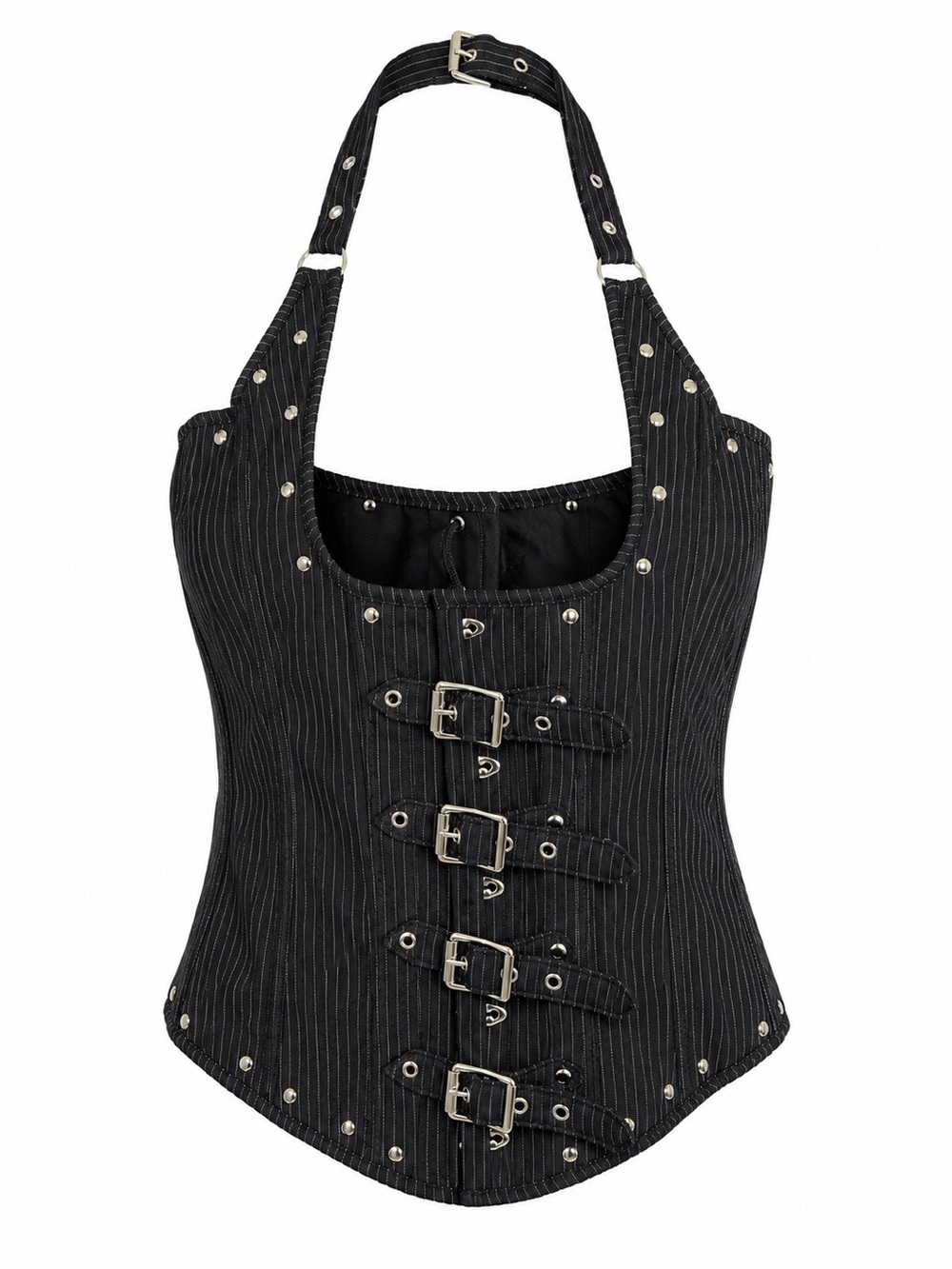 Top Drawer Women’s Pinstripe Buckle Corset Top   Size: XXL